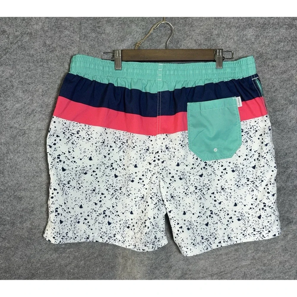 Chubbies Swim Trunks Men XXL 2XL White Splatter 4-Way Stretch Pocket 6.5